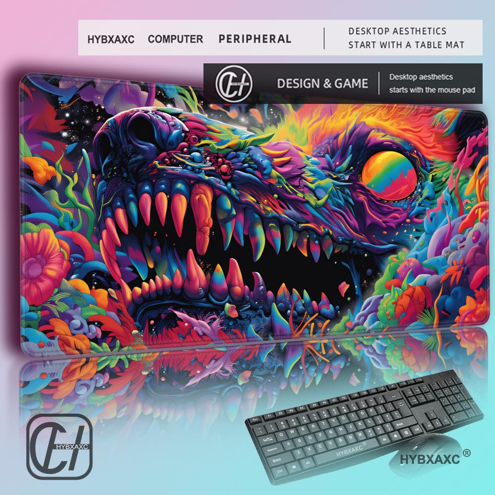 Desk Setup Art - HYBXAXC Psychedelic Monster Schreibtischunterlage, Trippy Skull