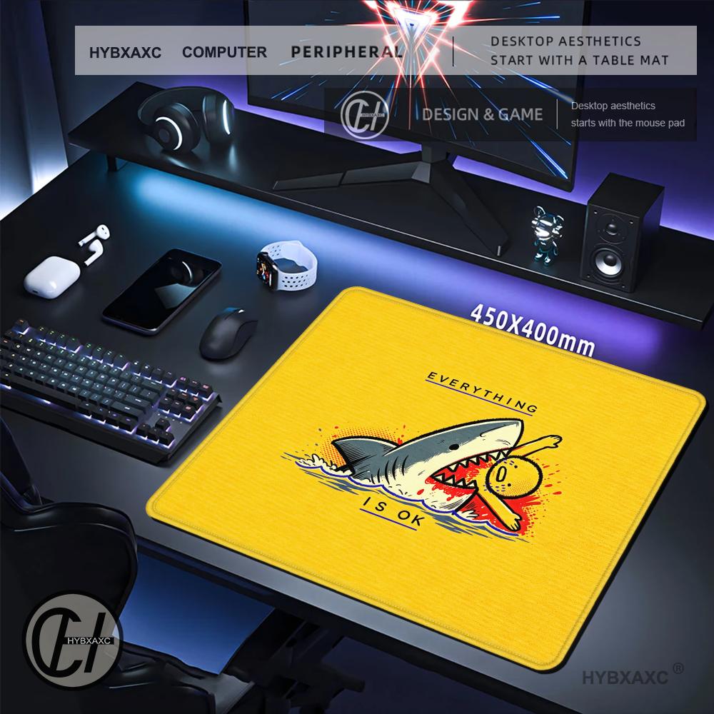 Work Desk Home Setup - HYBXAXC S-Shark E-Sport-Mauspad Schreibtischunterlage für Büro