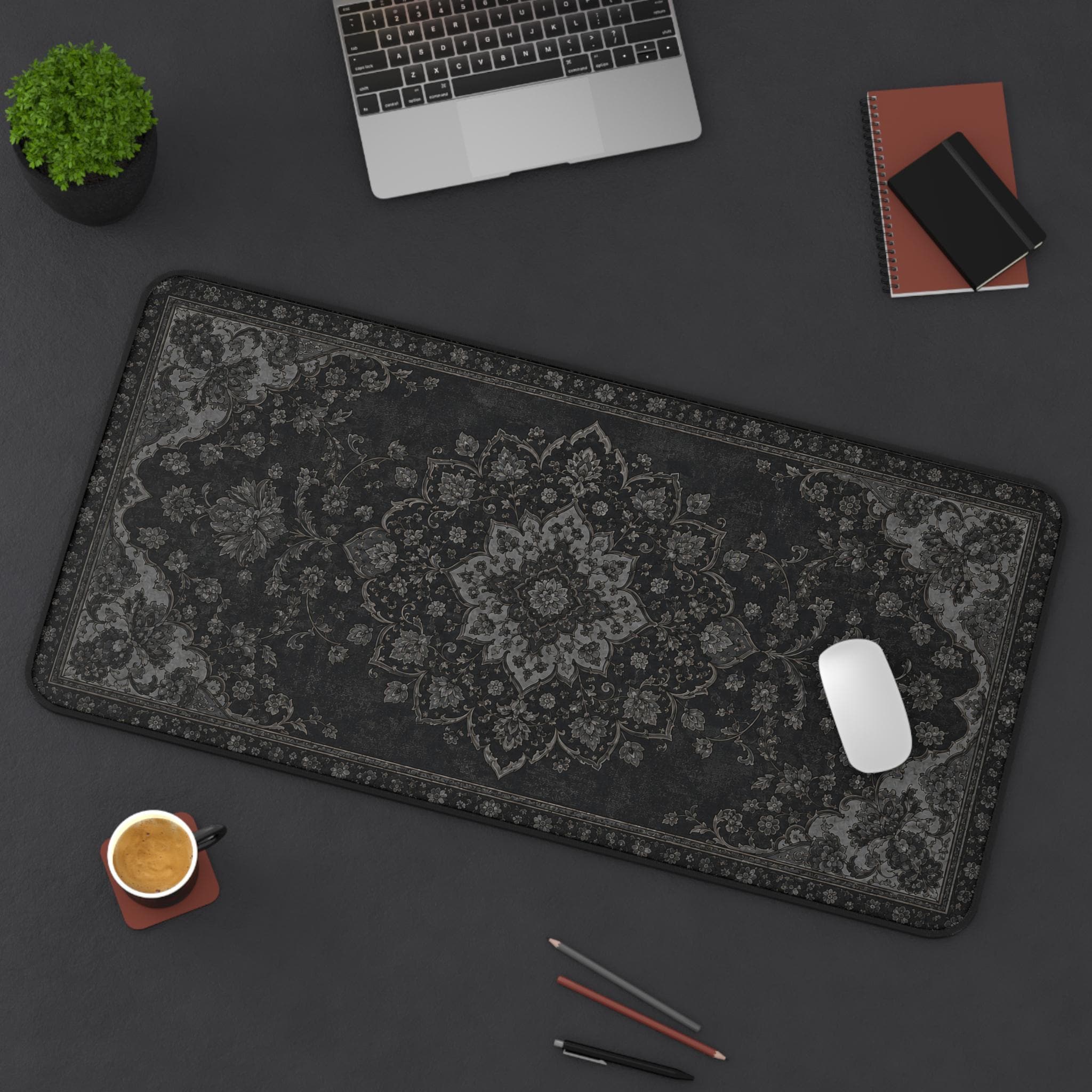 Desk Setup Dark - Schwarze Schreibtischunterlage Dark Academia Schreibtischunterlage Große