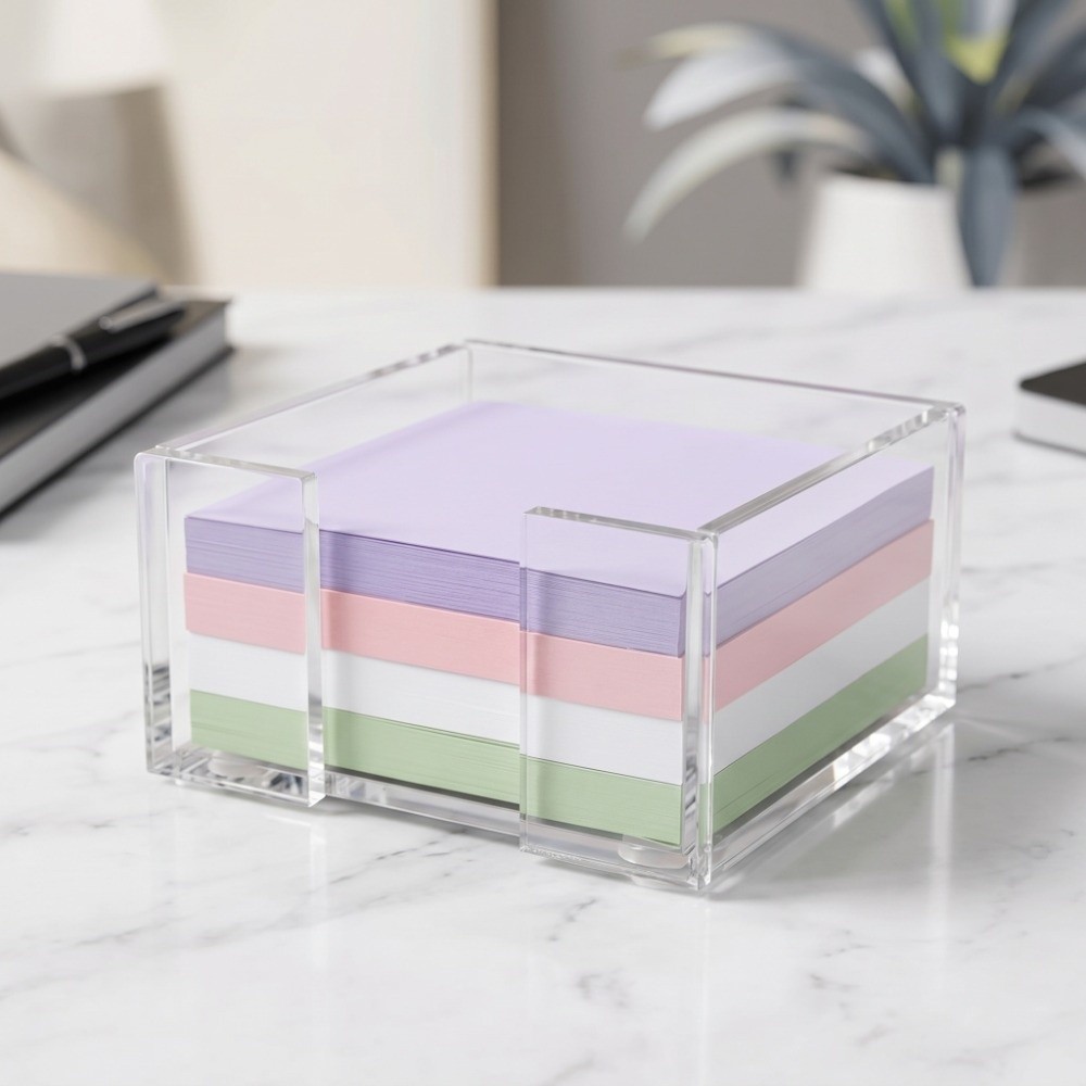 Sticky Memo Holder - Transparenter Haftnotizhalter Multifunktionaler Kristallklarer Notizblockhalter Schreibtischorganisation