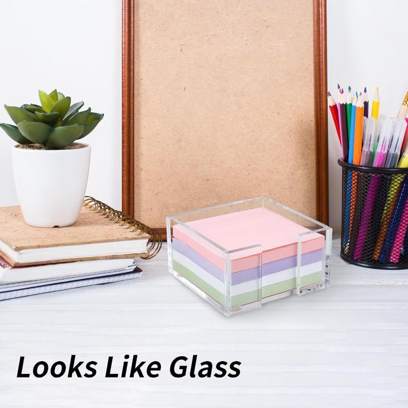 Sticky Memo Holder - Transparenter Haftnotizhalter, multifunktionaler, kristallklarer Notizblockhalter, Schreibtisch-Organizer,