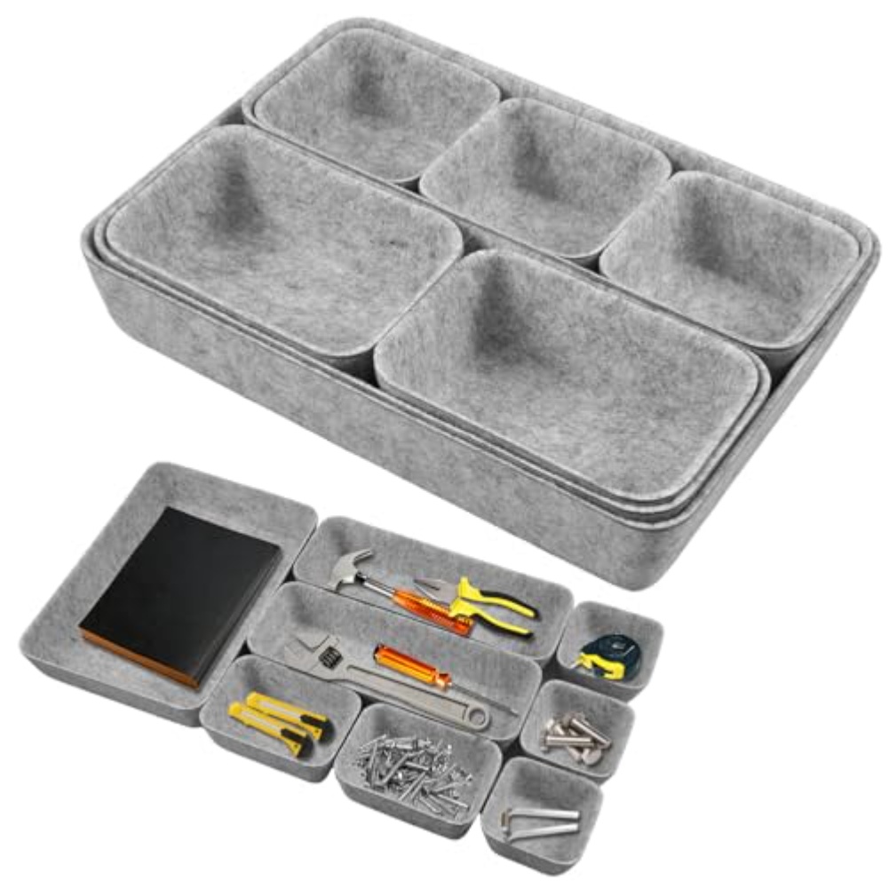 Desk Drawer Unit - 8-teiliges Set Filz-Aufbewahrungsboxen Schreibtisch-Organizer für Kosmetik
