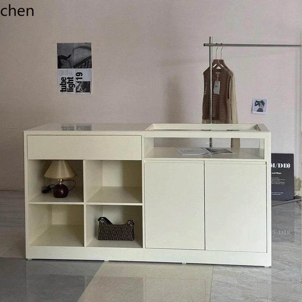 Desk Setup For Office - HYS Bekleidungsgeschäft Inseltheke aus lackiertem Glas