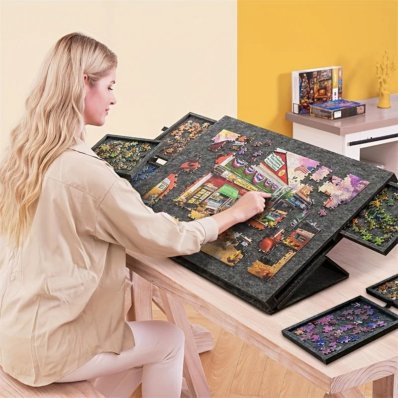 Desk Drawer Unit - 6-Schubladen-Puzzletisch für 1500 Teile, Filztafel mit