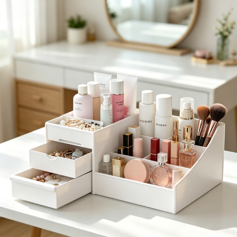 Desk Drawer Unit - Kunststoff-Kosmetik-Aufbewahrungsbox für den Schreibtisch mit Schublade,