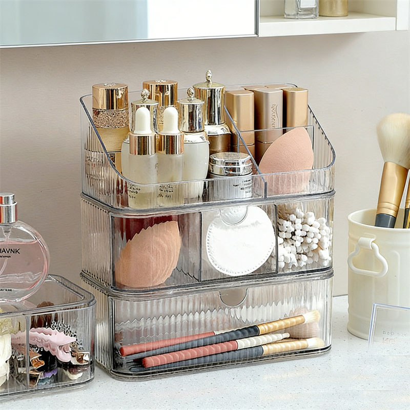Desk Drawer Unit - Schubladenartiger Kosmetik-Aufbewahrungsbehälter Stapelbare Make-up-Pinsel Kosmetik-Werkzeug-Organizer Schreibtisch-