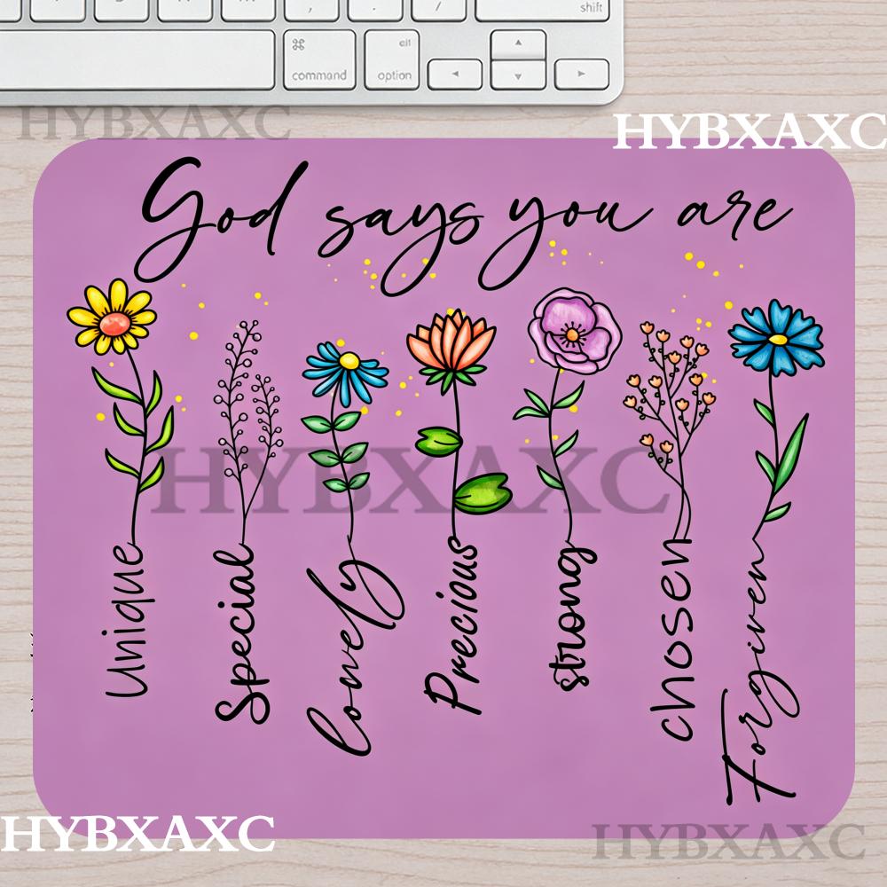Work Desk Home Setup - HYBXAXC Buntes Blumen-Zitat Kleines Mauspad Lila