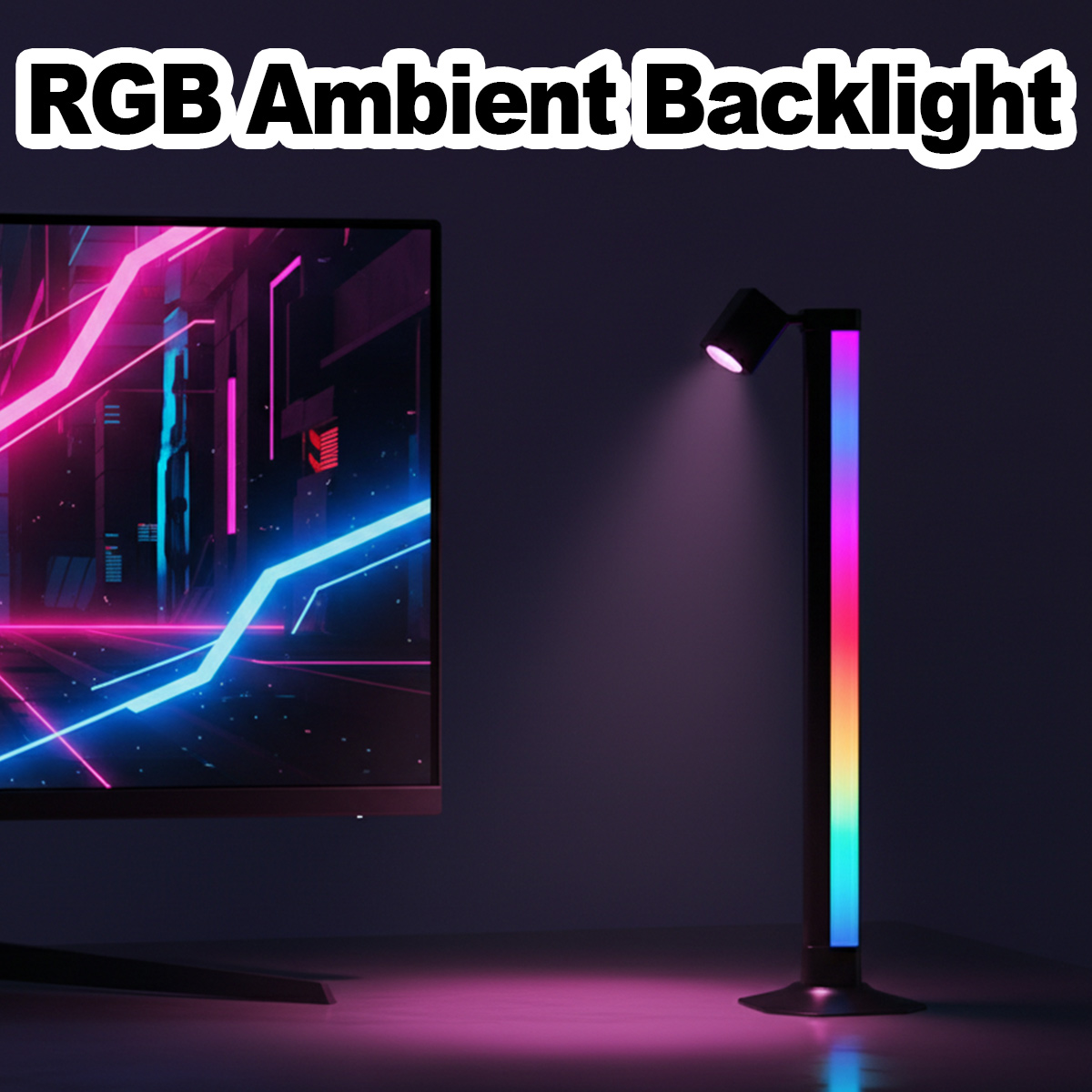 Desk Setup Art - Smarte LED-Lichtleiste RGB mit Musik-Synchronisation, App-Steuerung,