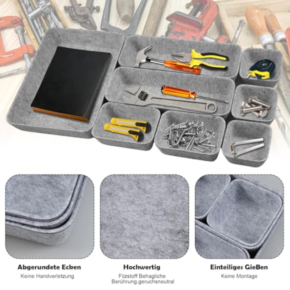 8-teiliges Set Filz-Aufbewahru – Desk Drawer Unit Bewertung und Preis